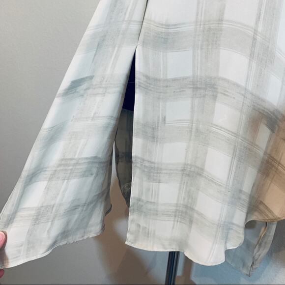 Aritzia A Moveable Feast gray cream plaid silk dress tunic oversize fit size XXS - Picture 4 of 16